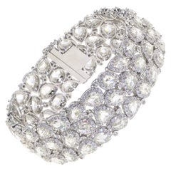 21.02 Carat Rose Cut Diamond Bracelet in 18K White Gold