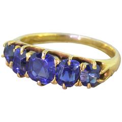 1870s Victorian 2.50 Carats Natural Sapphires Five Stone Ring