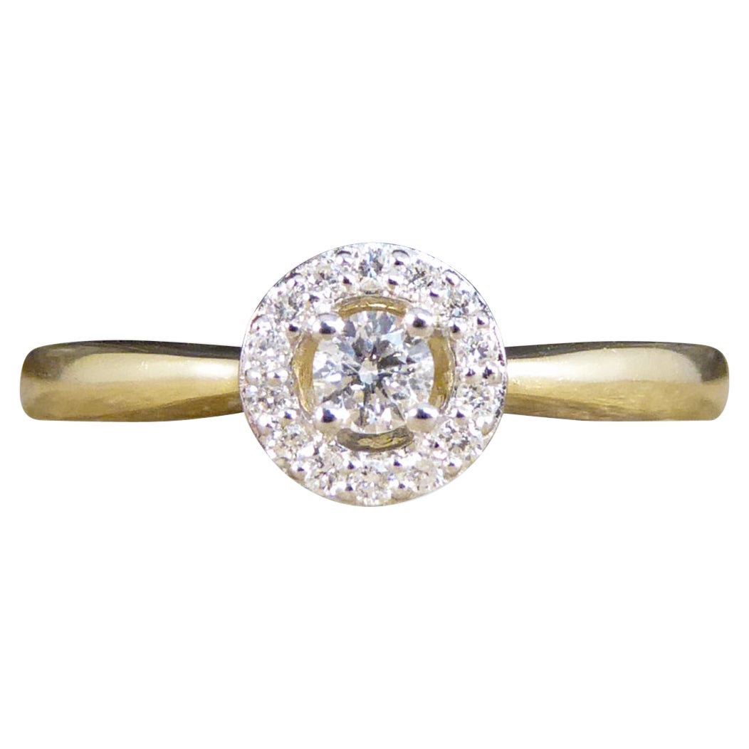 Contemporary Diamond Target Ring in 9ct Yellow Gold For Sale