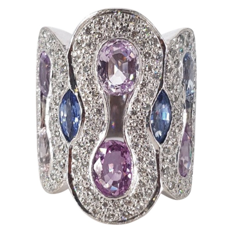 18ct White Gold Sapphire & Diamond Ring For Sale