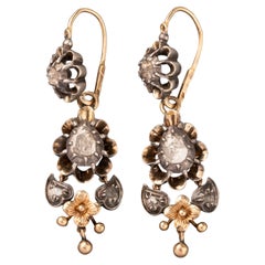 Französische Ohrringe aus Gold und Diamanten aus dem 19. Jahrhundert