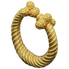 1970s Ilias Lalaounis Gold Classical Hellenistic Twist Bangle Bracelet