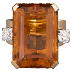 Gold Diamonds and Citrine French Vintage Ring