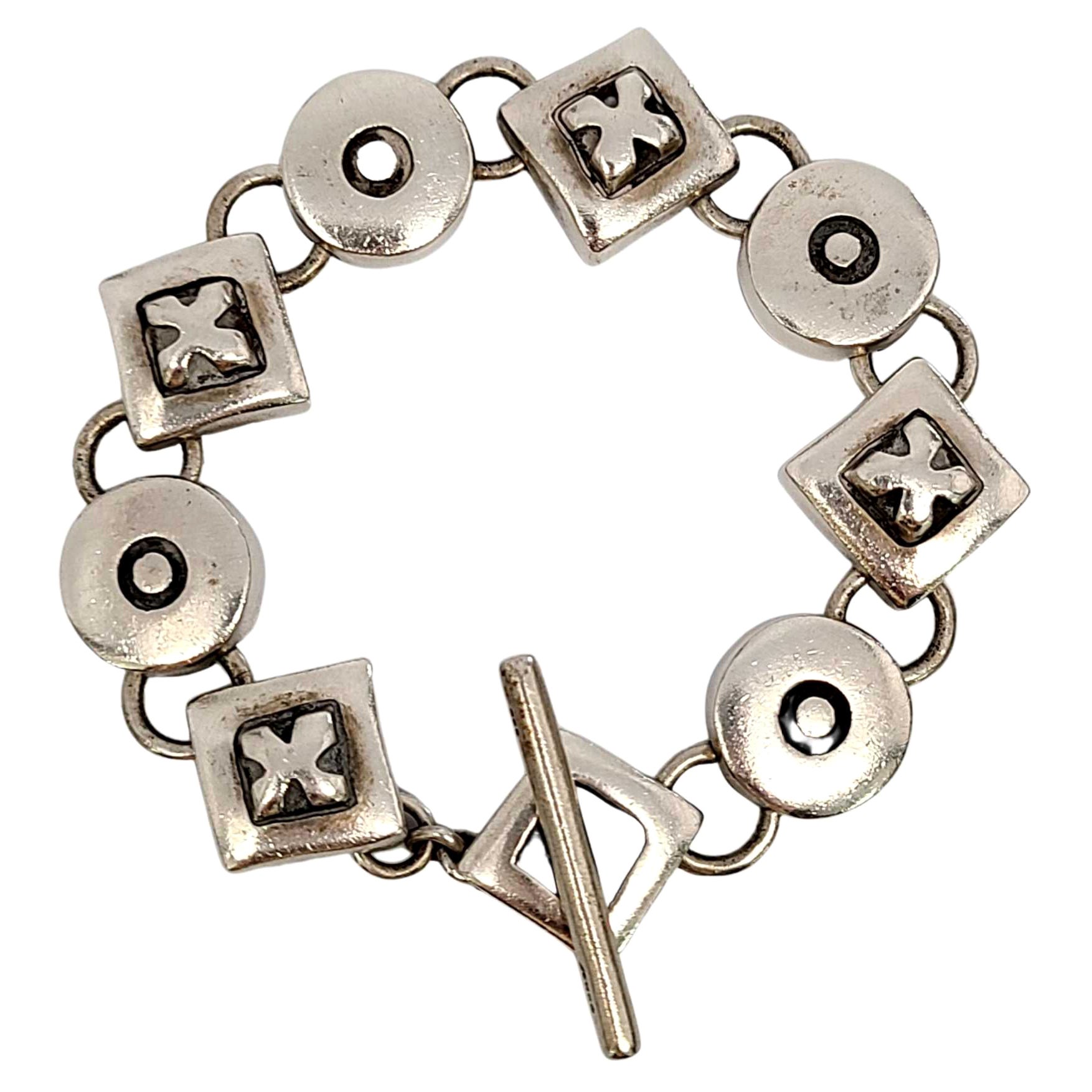 Lisa Jenks Sterling Silver Modernist XO Geometric Link Bracelet