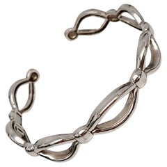 Vintage Ariva Sterling Silver Lattice Hinged Cuff Bracelet