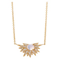 Syna Yellow Gold Cosmic Moon Quartz Necklace with Diamonds