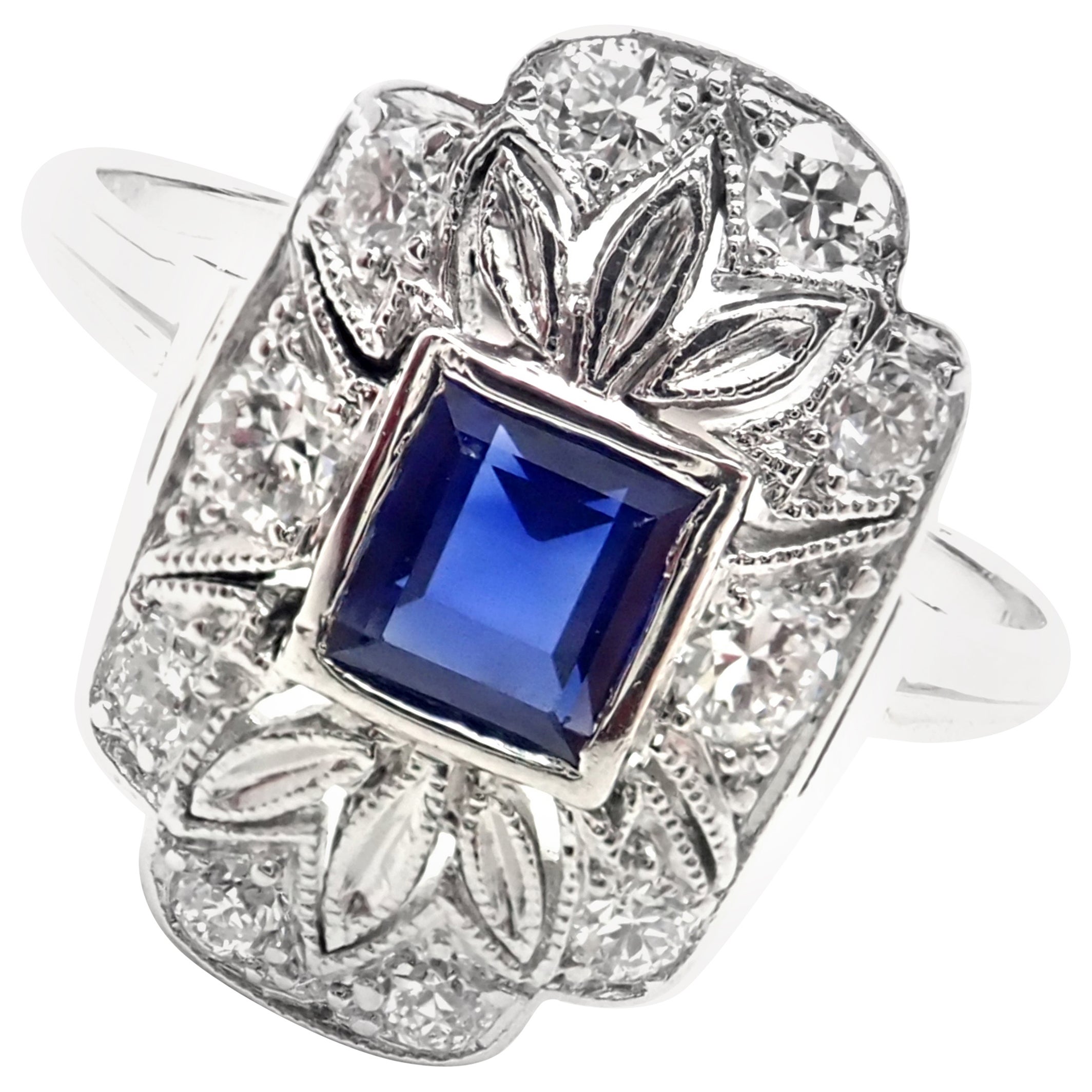 Vintage Tiffany & Co. Diamond Sapphire Irid Platinum Cocktail Ring For Sale