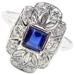 Vintage Tiffany & Co. Diamond Sapphire Irid Platinum Cocktail Ring