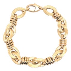 14 Karat Yellow Gold Satin and Polished Link Bracelet 19.2 Grams