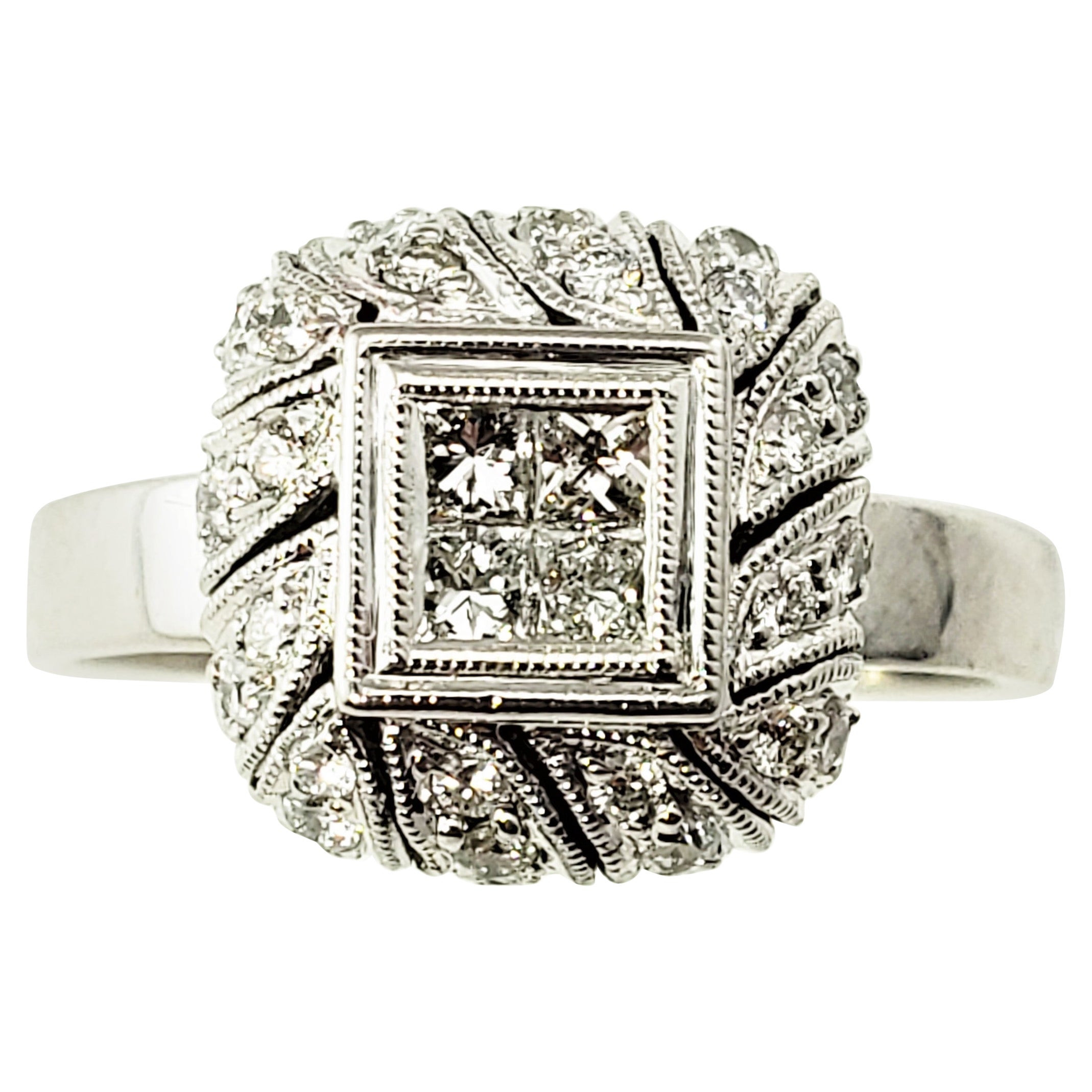 18 Karat White Gold and Diamond Ring For Sale