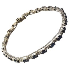 14 Karat White Gold Sapphire and Diamond Bracelet