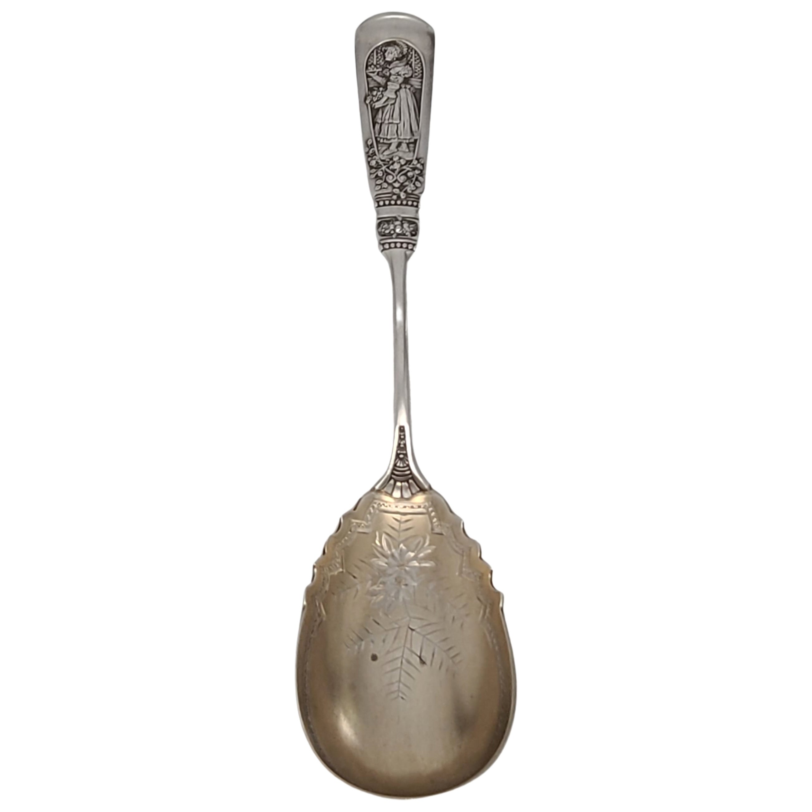 Gorham Sterling Silver Fontainebleau Bright Cut Gold Wash Bowl Jelly Spoon For Sale