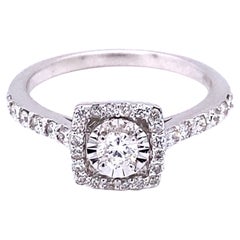 0.56 Carat Round Cut Diamond 14 Karat White Gold Solitaire Ring