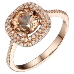 2.2 Carat Morganite Diamond Ring 14 Karat Rose Gold