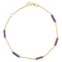 14k Yellow Gold & Purple Amethyst Station Bar Bracelet