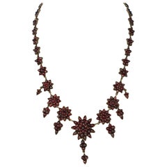 Bohemian Garnet Necklace with 7 Drops Antique Antique Victorian #J5239
