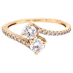 0.70 Carat Two-Stone Diamond 14 Karat Yellow Gold Bridal Ring