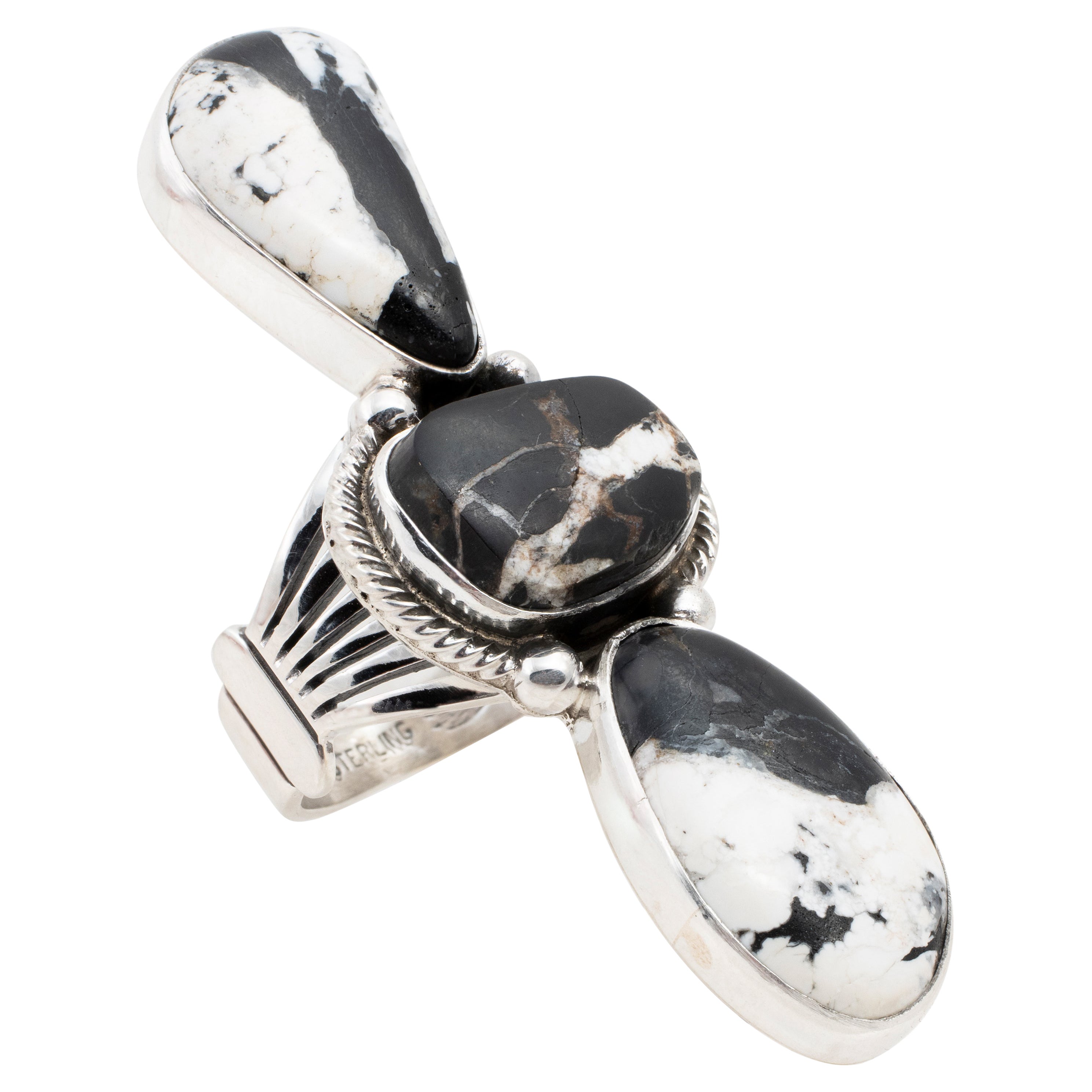 White Buffalo Turquoise and Sterling Ring