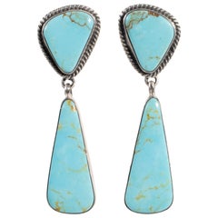 Vintage Navajo Cerrillos Turquoise Earrings