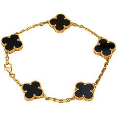 Van Cleef & Arpels 5 Motif Vintage Alhambra Onyx Bracelet