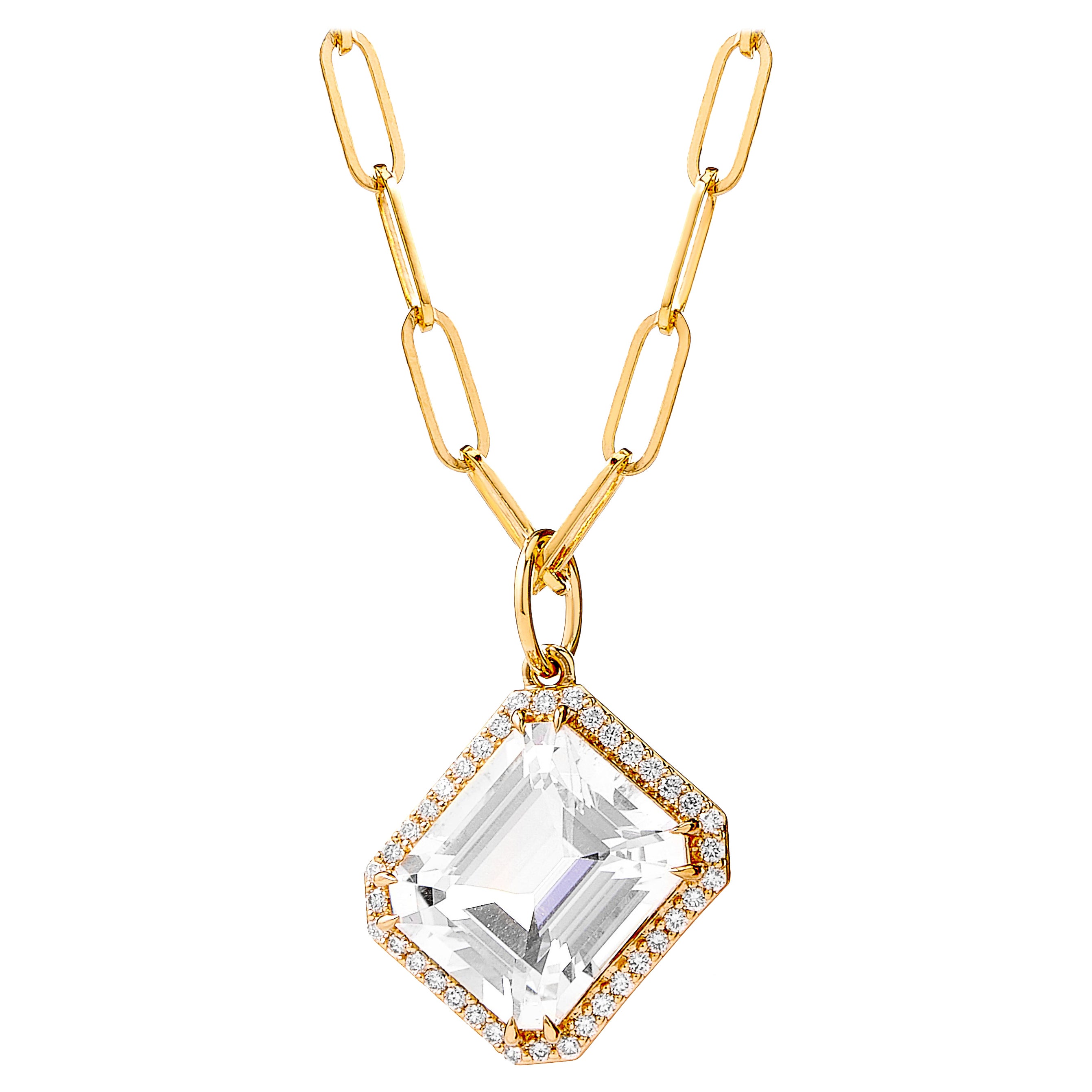 Syna Yellow Gold Rock Crystal Pendant with Champagne Diamonds