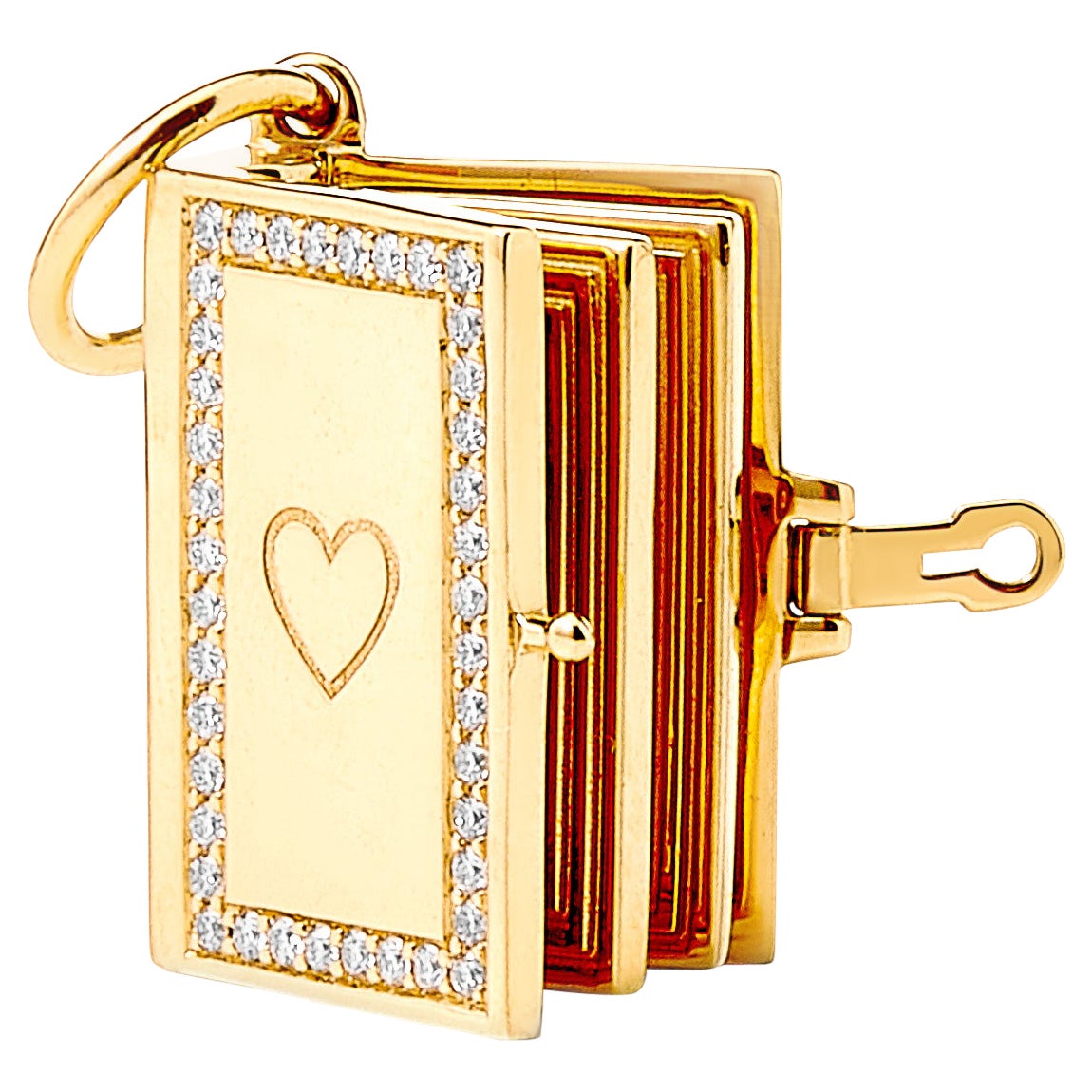 Syna Yellow Gold Notebook Pendant with Diamonds For Sale