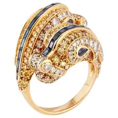 Extremely Rare and Iconic Fancy Yellow Diamond Chimeres Ring by Cartier