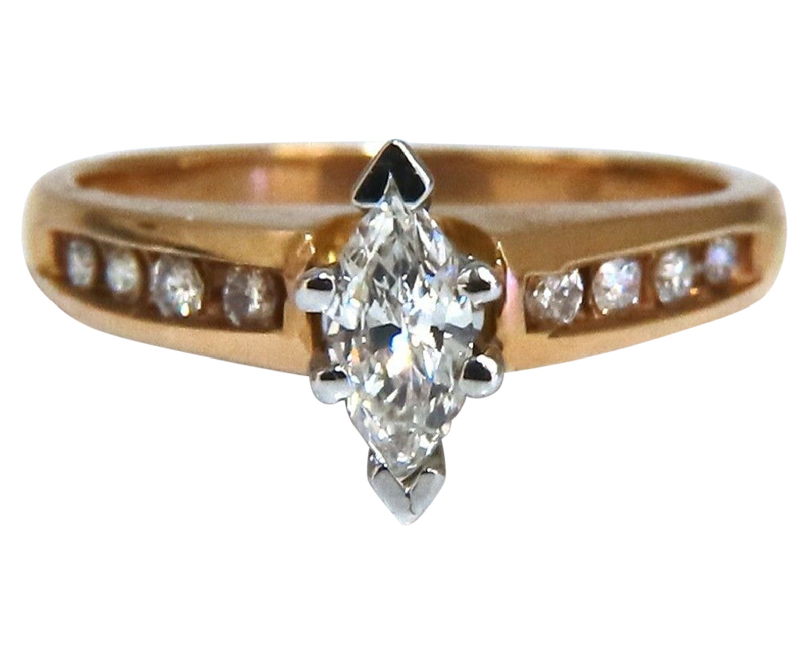 .40ct Natural Marquise Diamonds Accent Ring 14kt For Sale