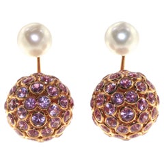 Pink Sapphire and Pearl Tribales Earring 