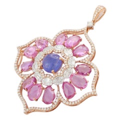  Multi-Sapphire Pendant in 18K Rose Gold 
