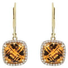 Ohrringe aus 18 Karat Gelbgold mit Citrin und Diamanten