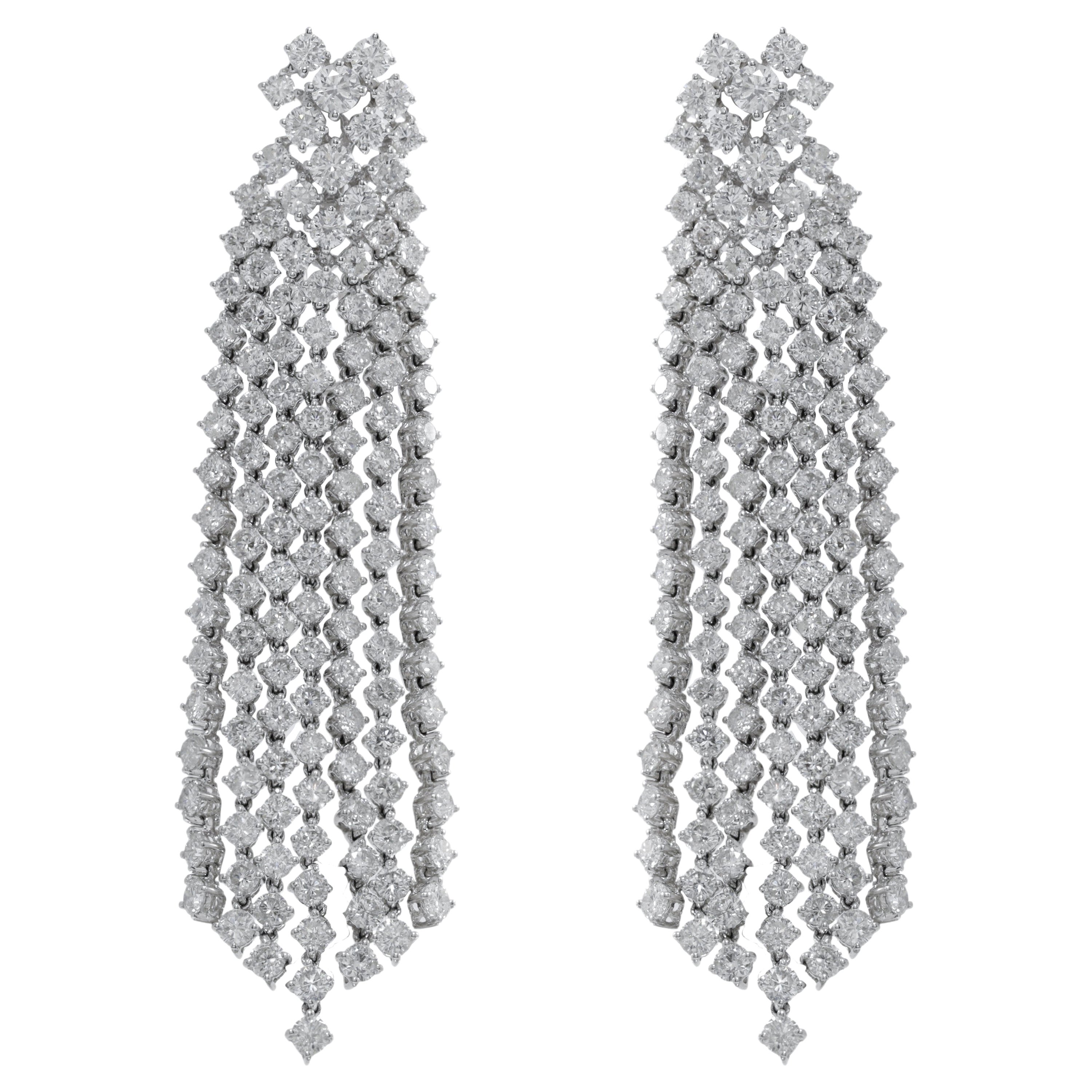 18K White Gold Diamond Earrings For Sale