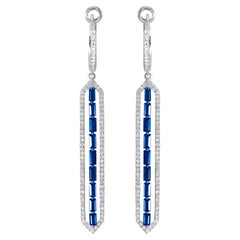 14K White Gold Sapphire and Diamond Earrings