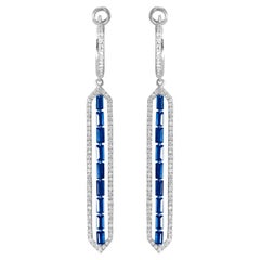 14K White Gold Sapphire and Diamond Earrings