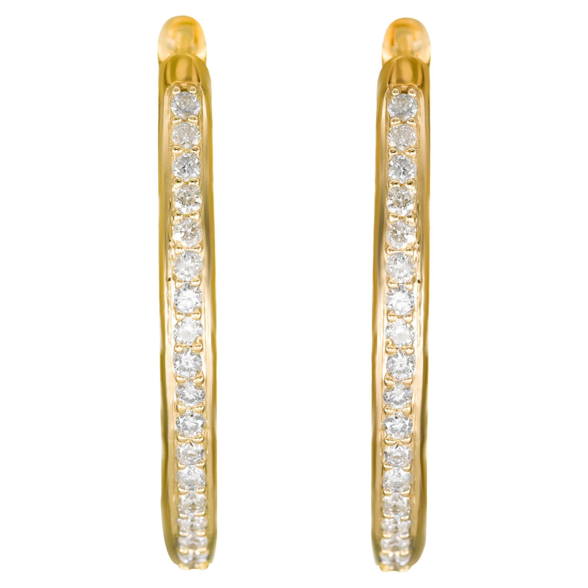 14K Yellow Gold Diamond Earrings For Sale at 1stDibs