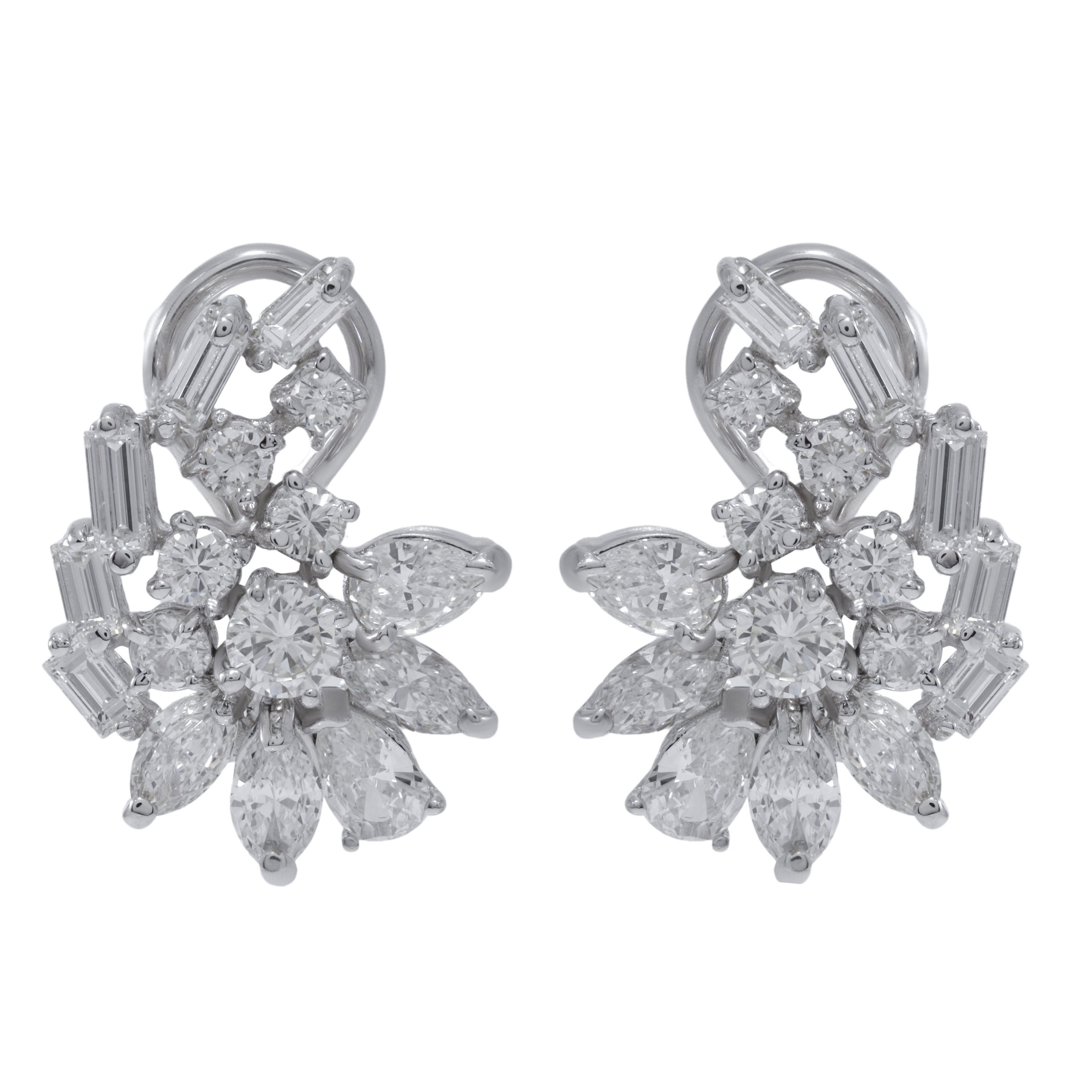 18K White Gold Diamond Earrings For Sale at 1stDibs