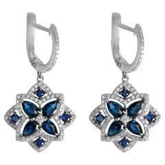 14K White Gold Multicolor Sapphire and Diamond Earrings