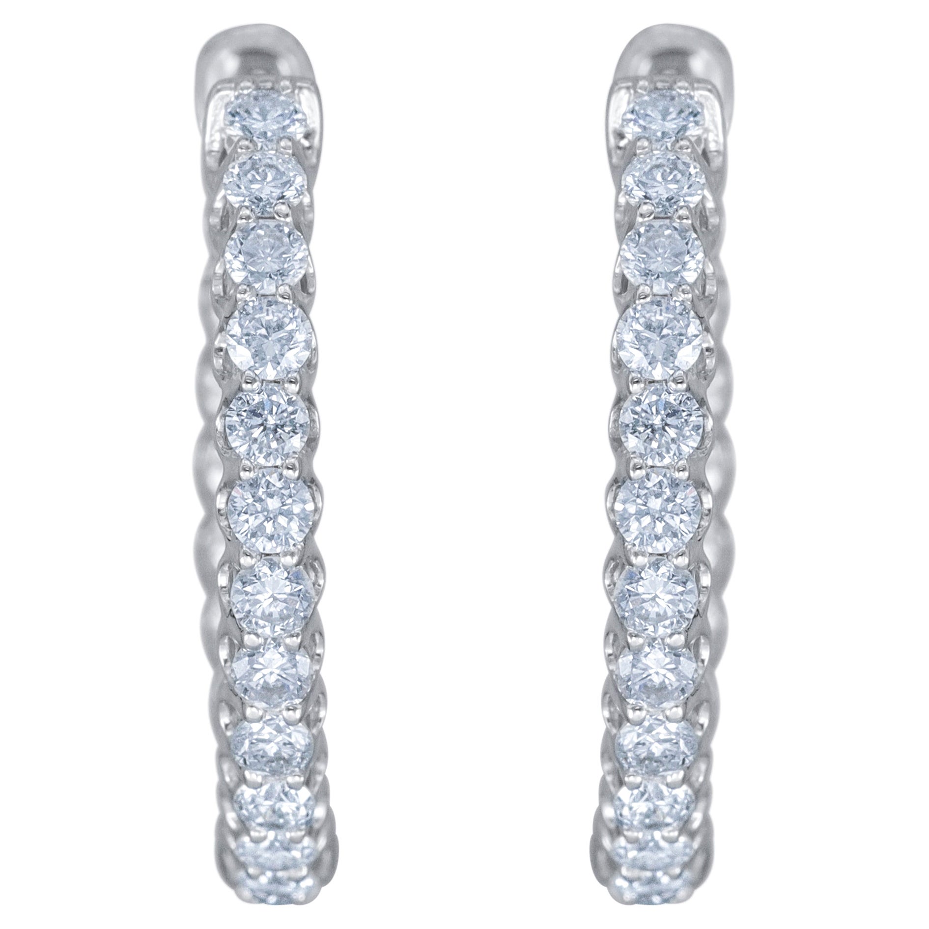 14K White Gold Diamond Earrings For Sale