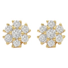 Boucles d'oreilles en or jaune 14 carats et diamants