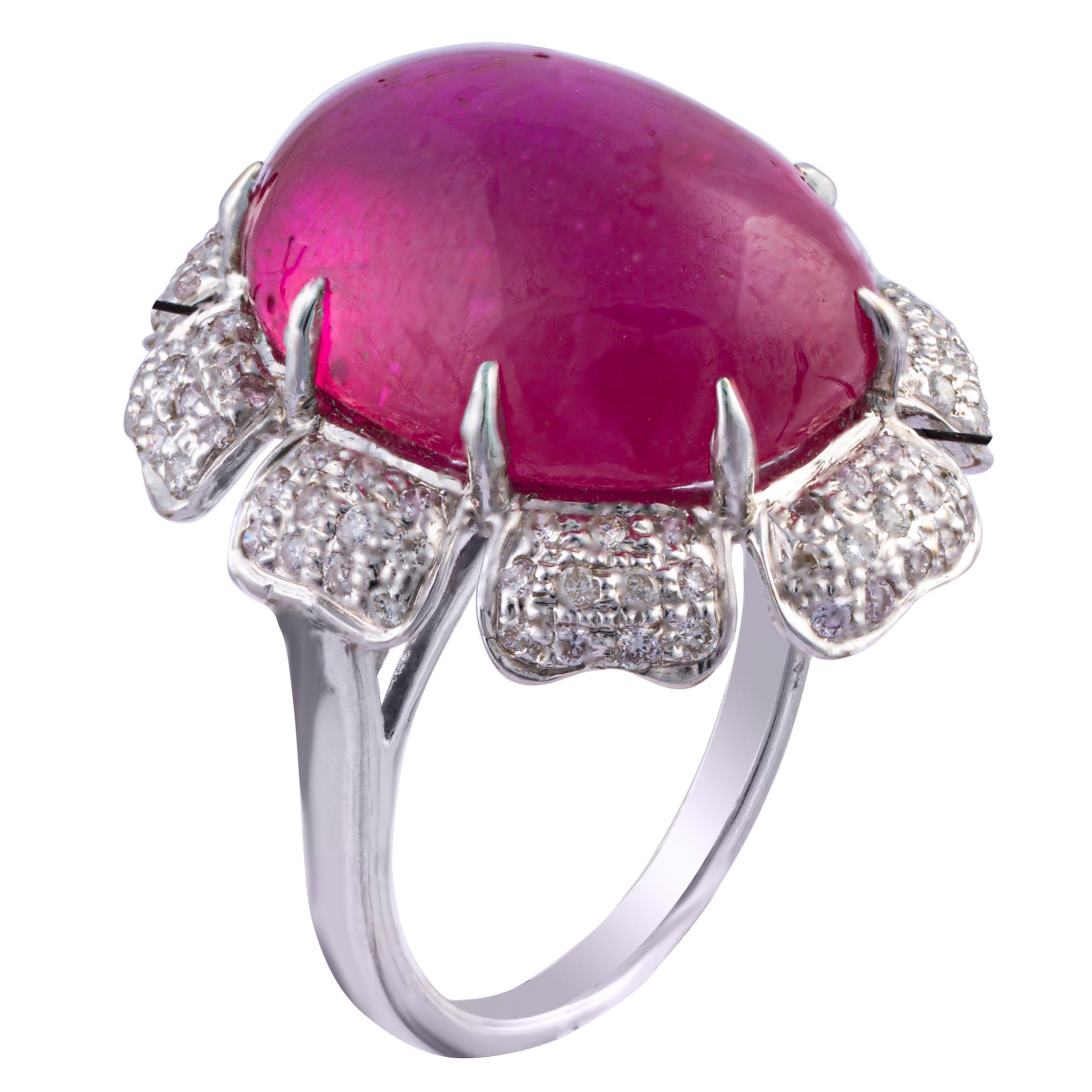 0.71cts Diamond & 22.57cts Ruby gold  Ring