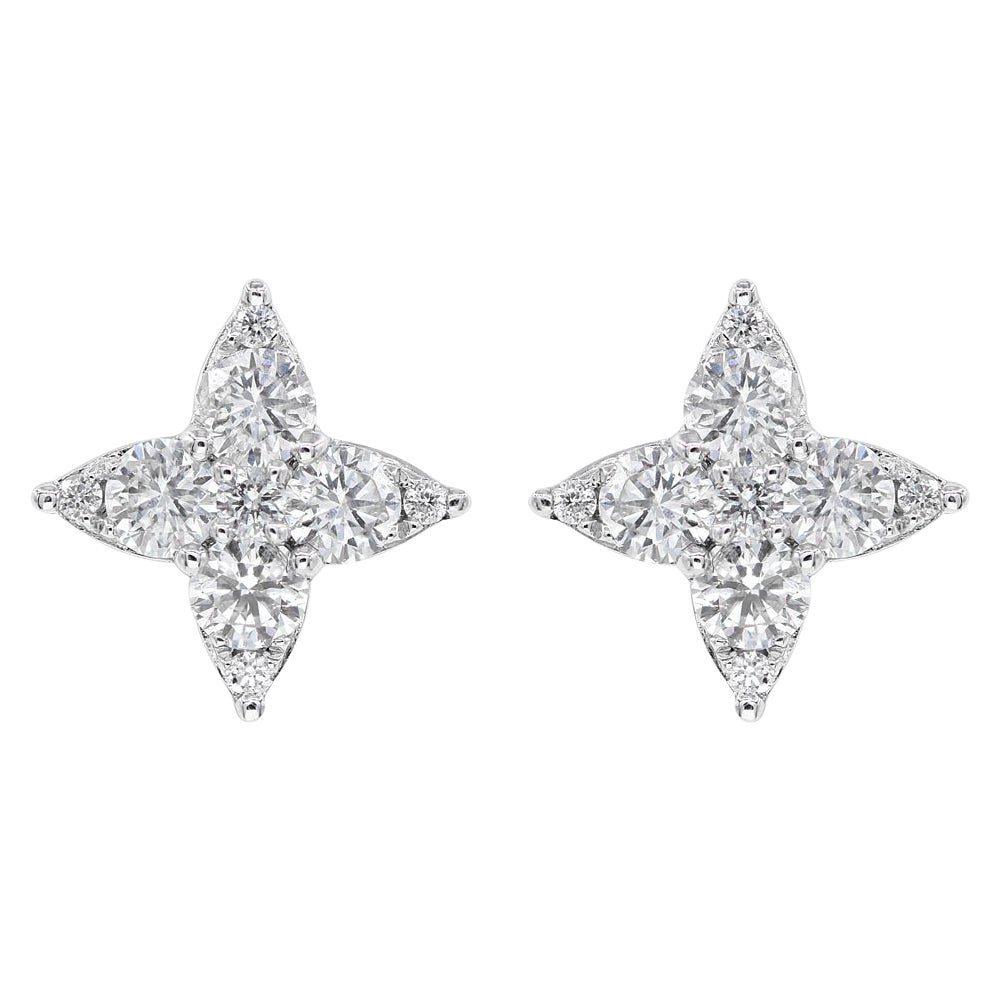 14K White Gold Diamond Earrings