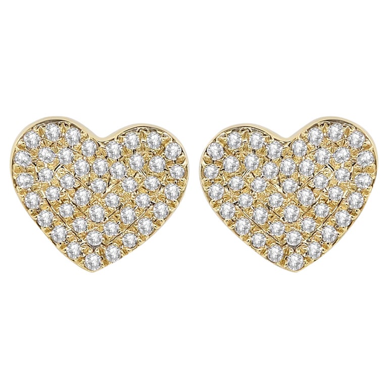 14K Yellow Gold Diamond Earrings For Sale at 1stDibs