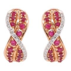 14K Rose Gold Ruby and Diamond Earrings