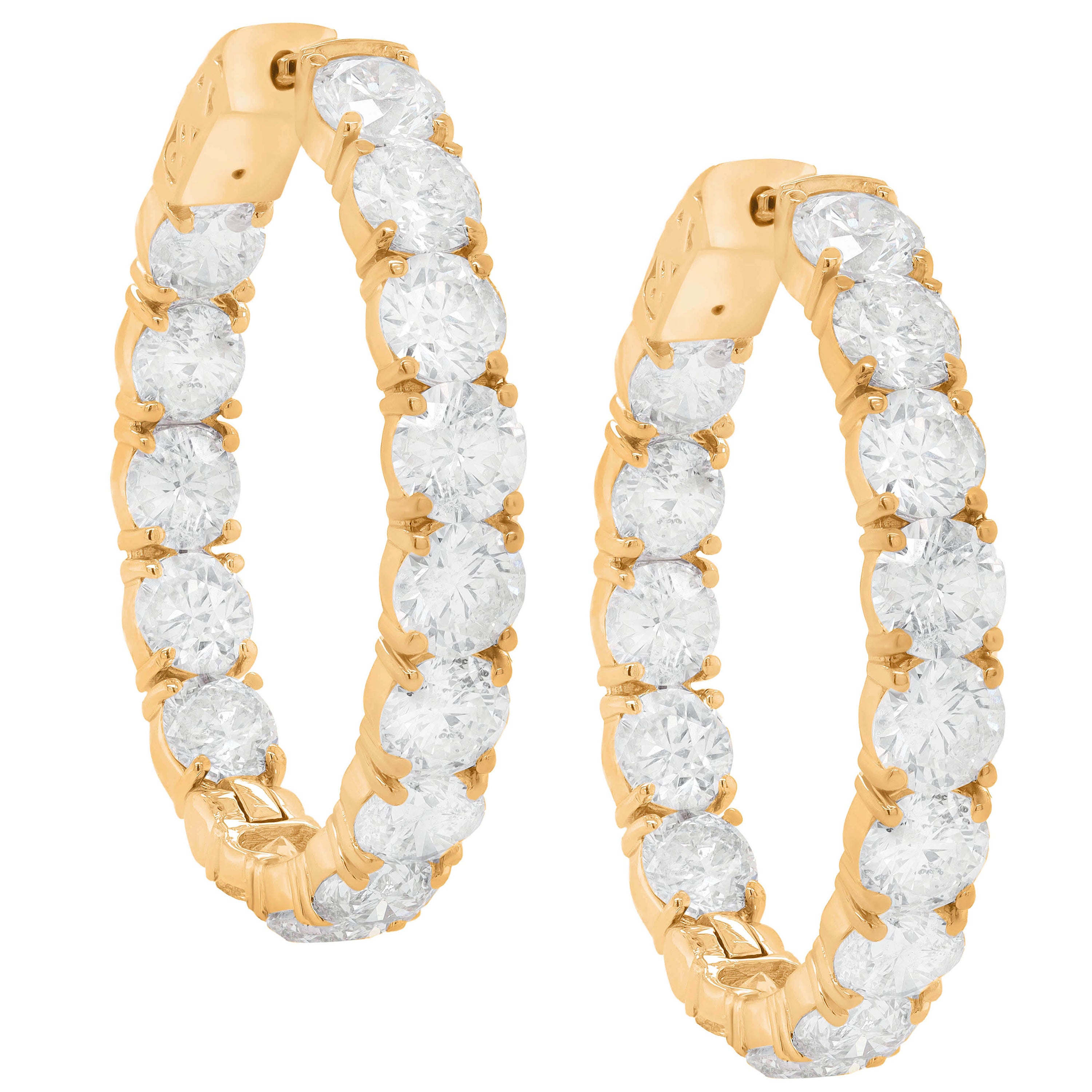18K Yellow Gold Diamond Earrings For Sale