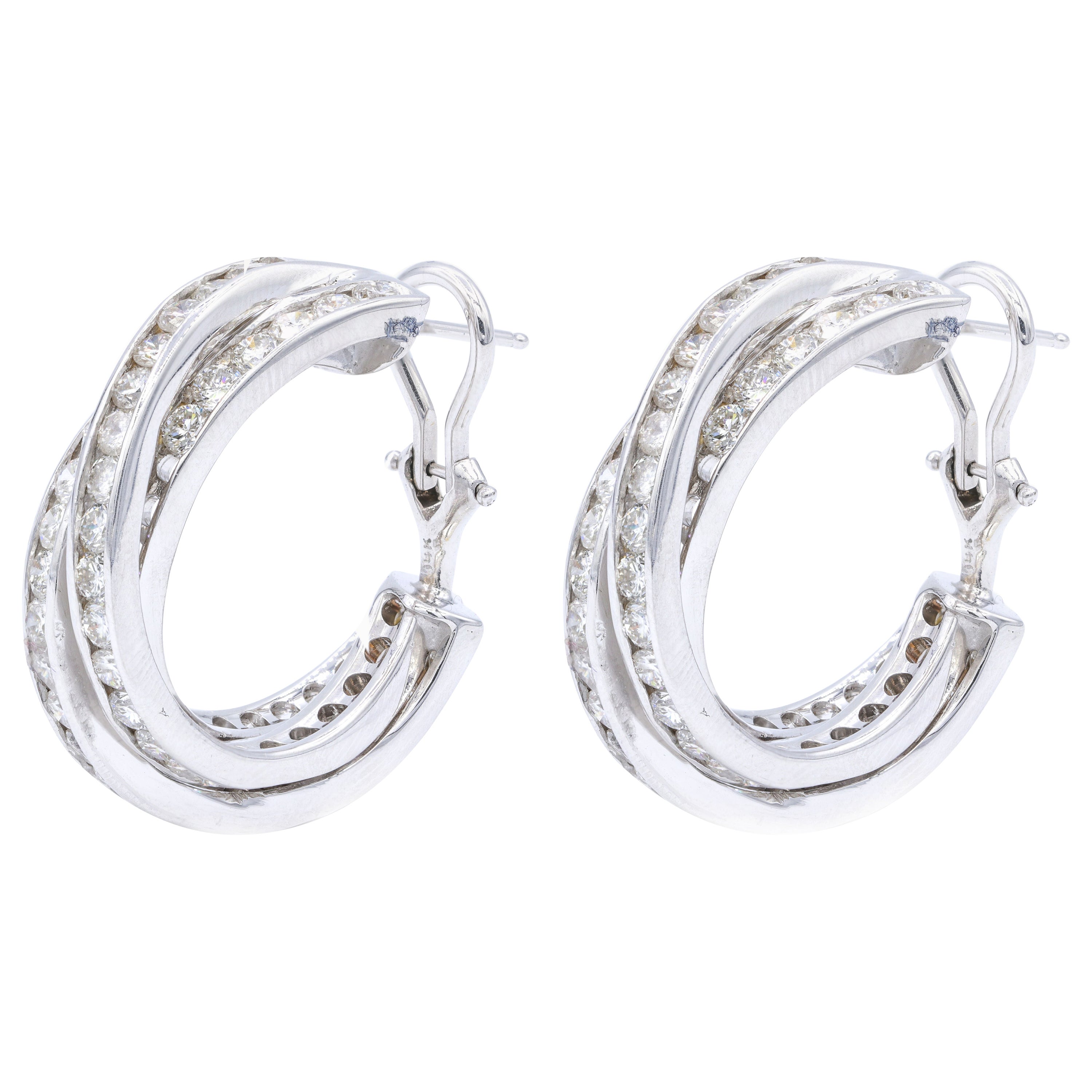 14K White Gold Diamond Earrings For Sale