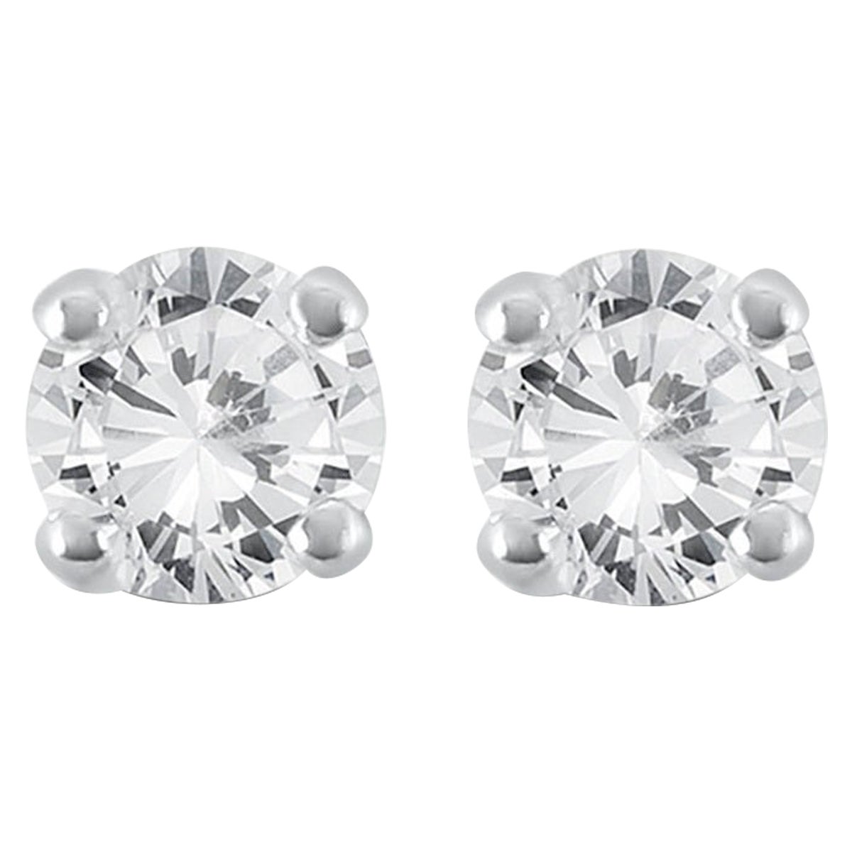 14K White Gold Diamond Earrings 