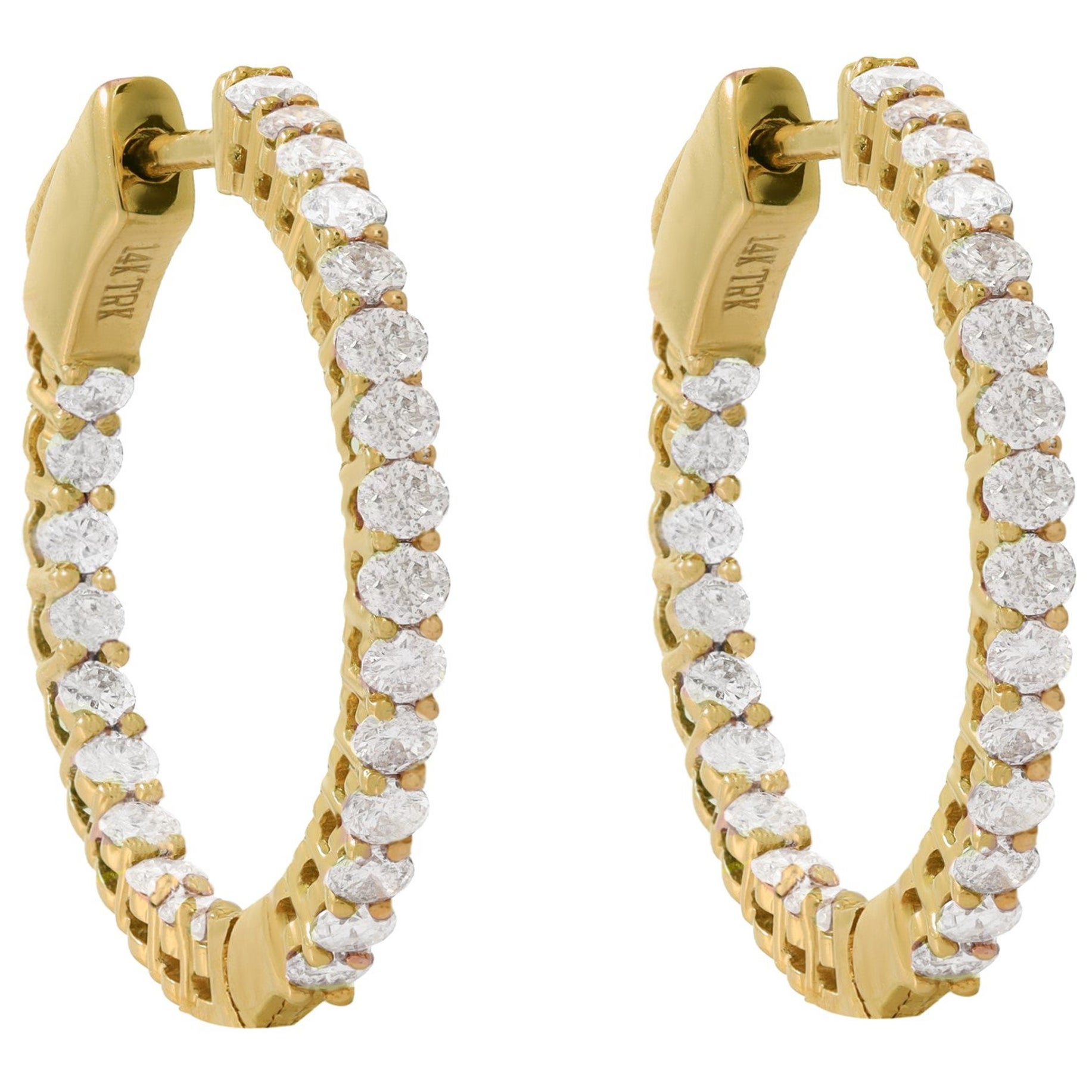 Boucles d'oreilles en or jaune 14 carats et diamants