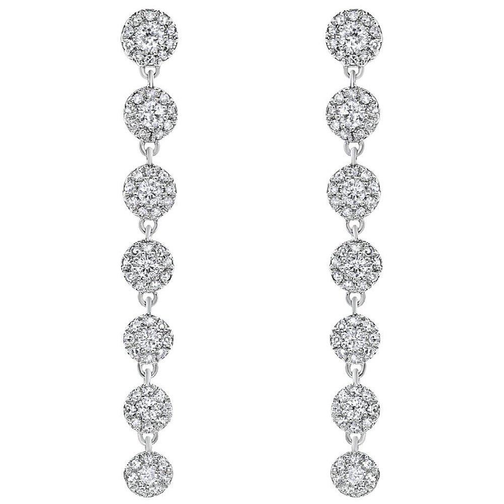Retro 14K White Gold Diamond Earrings For Sale at 1stDibs