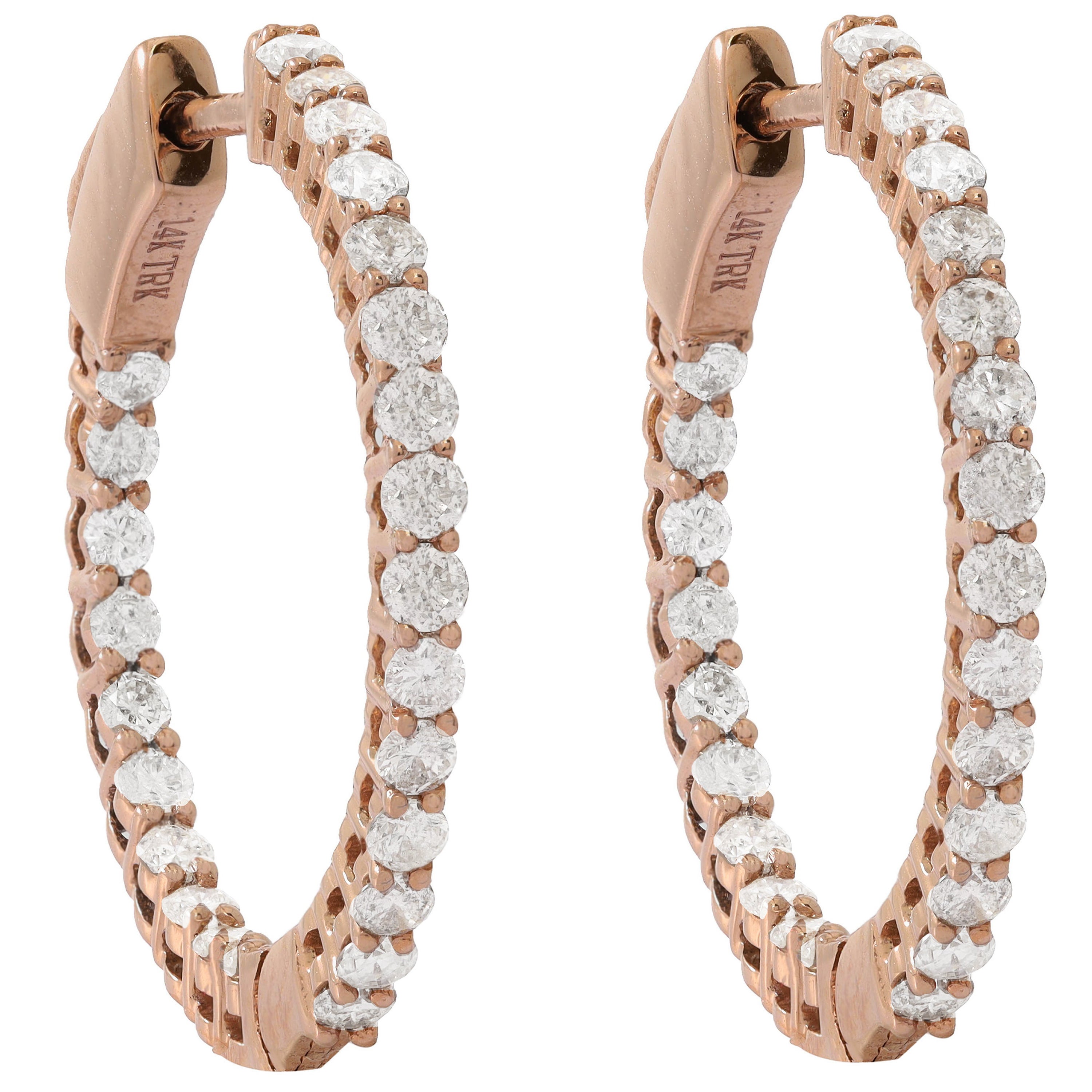 14K Rose Gold Diamond Earrings For Sale