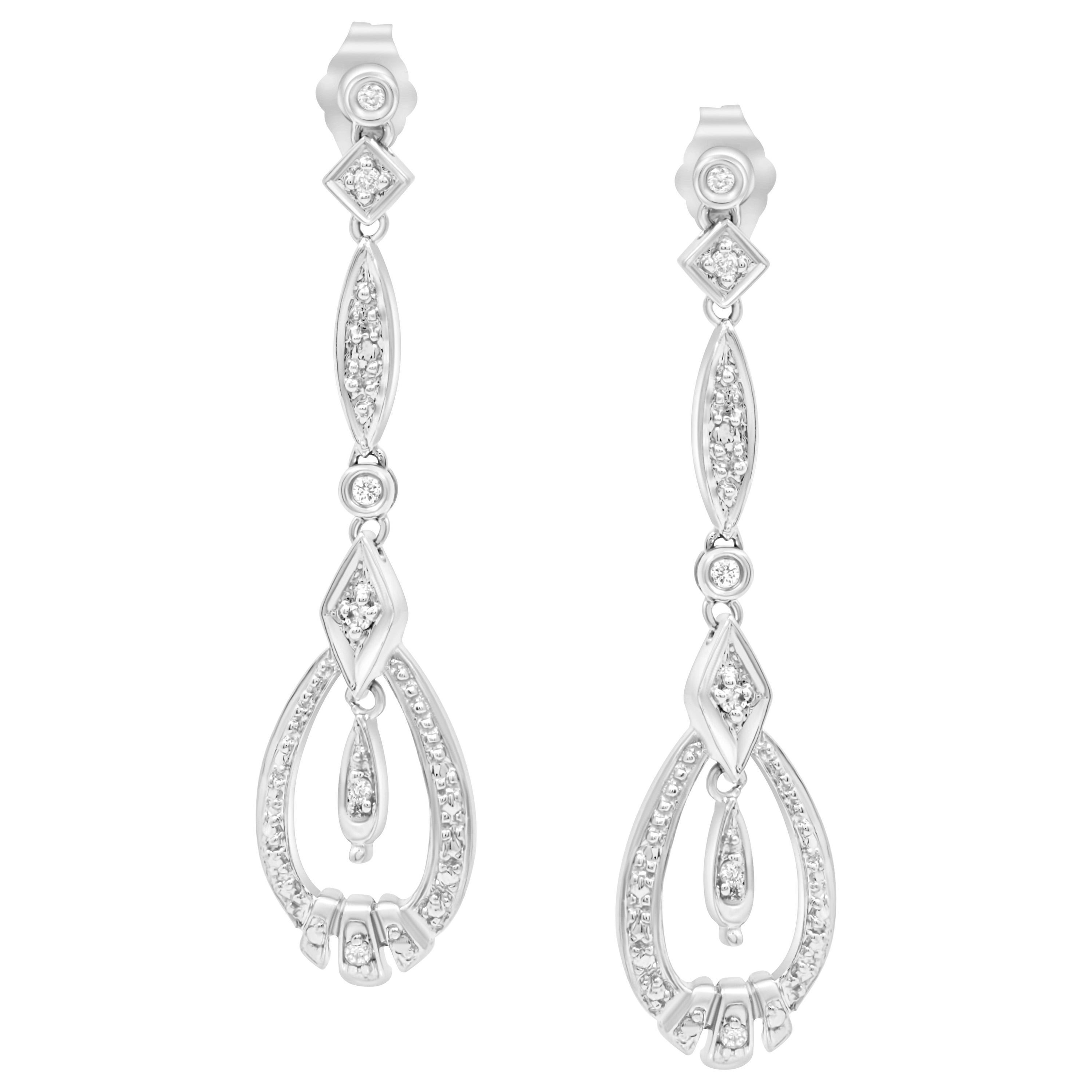 14K White Gold Diamond Earrings For Sale at 1stDibs